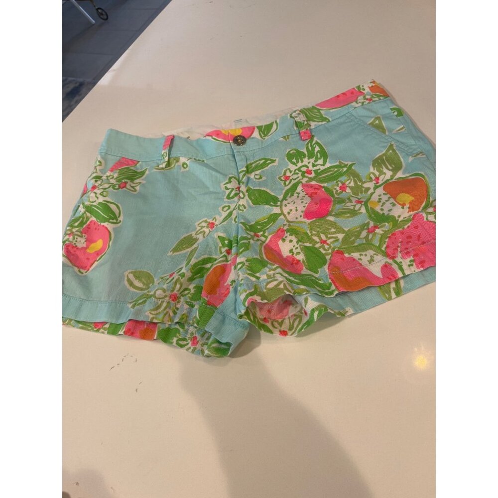 Lilly Pulitzer The Callahan Short Size 14 Floral Print Cotton Blend Womens Short